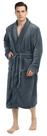 Robe Masculino NY Threads em Plush Fleece com Gola Xale Cinza XL