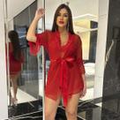 Robe Penhoar Tule Sexy Roupão Sobretudo Sensual Lingerie