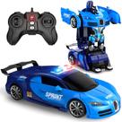 Robô de transformação AONEPTR de carro de controle remoto azul com LED