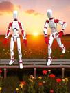 Robo Minatura 02 Bonecos DESMONTADOS 14 cm Articulado Dummy 13 Vermelho Branco Modelo 3D Presente Para Diversão