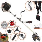 Roçadeira À Gasolina Kawashima KW43LE 43cc 1,7HP Para Todos os Tipos de Trabalhos Com Carretel de Nylon + Lâmina 2 Pontas + Lâmina 3 Pontas + Lâmina 6 Pontas + Lâmina 40 Dentes de Vídea + Trimmer