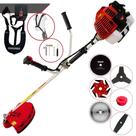 Roçadeira À Gasolina Kawashima KW52L 2T 52cc 2,5HP 10.000rpm Completa Com 6 Opções de Cortes Com Cabeçote de Nylon + Faca 2 Pontas + Faca 3 Pontas + Faca 6 Pontas + Disco 40 Dentes + Disco 80 Dentes