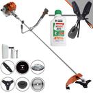 Roçadeira À Gasolina Tekna RL520AC-G2 52cc Com Lâmina 3 Pontas e Carretel + Facas 2 Pontas, 40 Dentes Vídea, 80 Dentes, Escova de Aço + ÓLEO STIHL