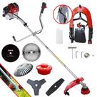 Roçadeira À Gasolina Toyama RT43L 1,7HP 43cc Com Carretel de Nylon, Faca 2 Pontas, Faca 3 Pontas, Faca 40 Dentes Vídea, Faca 80 Dentes e Escova de Aço