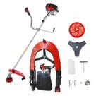 Roçadeira a gasolina toyama rt43l-b 43cc 1.7hp com lâmina 3 pontas e lâmina circular 40 dentes