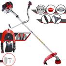 Roçadeira À Gasolina Toyama RT52L 52cc 2T 2HP de Potência Com 5 Opções de Corte Com Carretel Nylon + 3 Facas + Escova de Aço Para Pavers e Concreto
