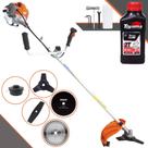 Roçadeira À Gasolina Vulcan VR430-P 43cc 1,7HP 10.000rpm Com Guidão Anti-Vibração 5 Opções de Cortes, Carretel de Nylon + 4 Lâminas de Cortes, Ideal Para Todos os Tipos de Trabalho + ÓLEO TOYAMA 2T
