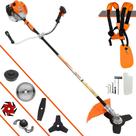 Roçadeira À Gasolina Vulcan VR520H 2 Tempos 52cc 2,5HP Para Todos os Tipos de Trabalhos Com Carretel de Nylon + Lâmina 2 Pontas + Lâmina 3 Pontas + Lâmina 6 Pontas + Lâmina 40 Dentes Vídea + Trimmer