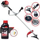 Roçadeira Anmax CG430P À Gasolina 43cc 2HP de Potência 9.000rpm Multifuncional 5 Em 1 Com Lâmina Facão, Lâmina 3 Pontas, Lâmina 40 Dentes de Vídea, Lâmina 80 Dentes, Carretel de Nylon + ÓLEO TOYAMA