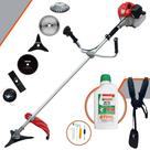 Roçadeira Aparador de Grama À Gasolina Anmax CG430P-TB 43cc 9.000rpm Completa Multifunções Com Carretel + Faca 2 Pontas + Faca 3 Pontas + Faca 40 Dentes + Faca 80 Dentes + Escova de Aço + ÓLEO STIHL