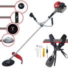 Roçadeira Aparador de Grama Anmax CG430P-TB À Gasolina 43cc 2HP 9.000rpm Profissional Multifunções Com Carretel + Lâmina Facão + Lâmina 3 Pontas + Lâmina 80 Dentes + Escova de Aço 38 Cerdas
