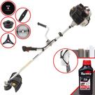 Roçadeira Aparador de Grama Kawashima KW43LE À Gasolina 43cc 1,7HP Alta Rotação e Performance Com Kit Faca 2 Pontas, Faca 3 Pontas, Faca 40 Dentes e Faca 80 Dentes + Carretel Nylon + ÓLEO TOYAMA 2T