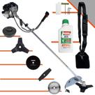 Roçadeira Aparador de Grama Lateral Toyama TBC43-H À Gasolina 43cc 1,7HP Robusta Com Carretel de Nylon + Kit 4 Lâminas de Corte + ÓLEO STIHL 8017 2T