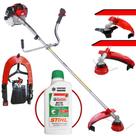 Roçadeira Aparador de Grama Máquina de Cortar Grama Á Gasolina Toyama RT52-L RT52L RT-52L 2T 52cc 2HP 10.000RPM Com Lâmina de Corte e Cabeçote Nylon e Cinto de Sustentação Duplo + ÓLEO STIHL 2T