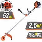Roçadeira Aparador de Grama Terra GR520XP À Gasolina 52cc 2,5HP Alta Rotação e Performance Com Faca 2 Pontas, Faca 3 Pontas, Faca 40 Dentes Vídea e Faca 80 Dentes + Carretel Nylon + ÓLEO STIHL + EPI