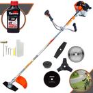 Roçadeira Aparador de Grama Vulcan VR430S À Gasolina 43cc 1,7HP Alta Rotação e Performance Com Kit Faca 2 Pontas, Faca 3 Pontas, Faca 40 Dentes e Faca 80 Dentes + Carretel de Nylon + ÓLEO TOYAMA 2T
