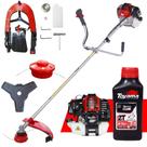 Roçadeira Com Óleo 2 Tempos Toyama RT52-L À Gasolina 2T 52cc 2HP Modelo Completo Lâmina Três Pontas, Carretel Nylon e Cinto de Sustentação Duplo Ideal Para Manutenção e Limpeza de Rodovias