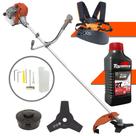 Roçadeira Com ÓLEO TOYAMA RL520AC-G2 Tekna Á Gasolina 2T 52cc 2HP Máquina Lateral de Cortar Grama Completa com Lâmina 3 Pontas + Carretel de Nylon Ideal Para Manutenção de Rodovias
