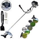 Roçadeira Com Sistema Anti-Vibração Toyama TBC43H 43cc 1,7HP Máquina de Corta Grama Para Todos os Tipos de Trabalho Com Lâmina Facão + Lâmina 3 Pontas + Lâmina 40 Dentes de Vídea + Disco Escova de Aço