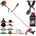 Roçadeira Completa À Gasolina Tekna RL430ACNTK Motor 2 Tempos 43cc 1,7HP Alta Performance Com Carretel Nylon + Kit 7 Opções de Corte + ÓLEO TOYAMA 2T