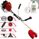 Roçadeira Completa Kawashima KW52L À Gasolina 52cc 2,5HP Alta Rotação Com Carretel e Faca 3 Pontas + Facas 2 Pontas, 6 Pontas, 40 Dentes de Vídea, 80 Dentes, Trimmer + Escova de Aço + ÓLEO STIHL 2T