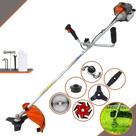 Roçadeira Completa Vulcan VR330P À Gasolina 2T 33cc 1,2HP Lateral Alta Potência e Rotação Com Cabeçote de Nylon e Lâmina 3 Pontas + Lâmina Facão, Lâmina 6 Pontas, Lâmina Circular 40 Dentes e Trimmer