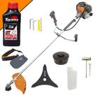 Roçadeira Cortador Aparador de Grama Profissional Á Gasolina Tekna RL430P Plus 2T 43cc 1,7HP 10.000RPM Lateral Com Lâmina 3 Pontas e Carretel Nylon + ÓLEO TOYAMA 2T
