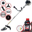 Roçadeira Cortador de Grama À Gasolina Anmax CG430B 43cc 1,7HP 12000rpm Multifunções 6 Em 1 Com Carretel + Faca 2 Pontas + Faca 3 Pontas + Faca 40 Dentes + Faca 80 Dentes + Escova de Aço + ÓLEO TOYAMA