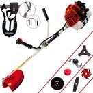Roçadeira Cortador de Grama Kawashima KW43L À Gasolina 43cc 1,7HP de Alta Rotação Completa Com Carretel de Nylon e Lâmina 3 Pontas + Kit Lâmina 2 Pontas, Lâmina 6 Pontas, Lâmina 80 Dentes e Trimmer