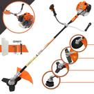 Roçadeira Cortador de Grama Vulcan VR520H À Gasolina 2 Tempos 52cc 2,5HP de Potência 10.000rpm Profissional Multifunções Com Carretel Nylon + Lâmina Facão + Lâmina 3 Pontas + Lâmina Circular 80 Dentes