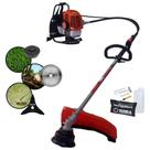 Roçadeira Costal Profissional À Gasolina Terra GRC430 43cc 1,7HP Alta Rotação Com 3 Opções de Corte Carretel + Faca 40 Dentes Vídea + Faca 3 Pontas