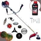 Roçadeira Kawashima BCJ431-L À Gasolina 43cc 1,7HP Ideal Para Todos os Tipos de Trabalhos Com Carretel + Faca 2 Pontas + 3 Pontas + 6 Pontas + 40 Dentes + 80 Dentes + Trimmer + Escova + ÓLEO TOYAMA