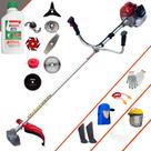 Roçadeira Kawashima BCJ620L 62cc 3HP Alta Potência 8 Em 1 Com Carretel e Faca 2 Pontas + Kit Faca 3 Pontas, Faca 6 Pontas, Disco 40 Dentes Vídea, Disco 80 Dentes, Trimmer e Escova + EPI + ÓLEO STIHL