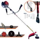 Roçadeira Lateral À Gasolina Kawashima BCJ431L Motor 2T 43cc 1,7HP Alta Rotação e Potência Completa Com Carretel de Nylon e Lâmina Facão + Kit Extra Lâmina 3 Pontas, Lâmina 6 Pontas e Lâmina 80 Dentes