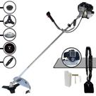 Roçadeira Lateral À Gasolina Toyama TBC43H Motor 2 Tempos 43cc 1,7HP 12.000rpm Completa 5 Em 1 Com Carretel de Nylon + Lâmina Facão + Lâmina 3 Pontas + Lâmina 80 Dentes + Escova de Aço 38 Cerdas