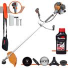 Roçadeira Lateral Tekna RL430-P 43cc 1,7HP 10.000rpm Com Carretel e Faca 3 Pontas + Faca 2 Pontas, Faca 40 Dentes, Faca 80 Dentes + ÓLEO TOYAMA 2T