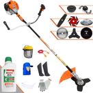 Roçadeira Lateral Vulcan VR520-H À Gasolina 2,5HP 52cc Alta Rotação Com Carretel Nylon e Faca 3 Pontas + Facas 2 Pontas, 6 Pontas, 40 Dentes de Vídea, 80 Dentes, Trimmer e Escova + EPI + ÓLEO STIHL 2T