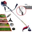 Roçadeira Máquina de Cortar Grama Kawashima BCJ521L À Gasolina 52cc 2,5HP Alta Rotação Com Carretel de Nylon e Lâmina 2 Pontas + Kit Lâmina 3 Pontas e Escova de Aço Para Pavers, Concreto e Calçadas