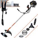 Roçadeira Máquina de Cortar Grama Terra GRH-520 À Gasolina 2 Tempos 52cc 2,5HP de Potência 6.500rpm Multifuncional + Kit Lâmina 3 Pontas, Lâmina 40 Dentes de Vídea e Escova de Aço Rotativa EXTRA