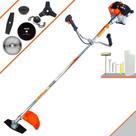 Roçadeira Máquina de Cortar Grama Vulcan VR430S À Gasolina 43cc 1,7HP Alta Rotação Com Carretel de Nylon e Lâmina 2 Pontas + Kit Lâmina 3 Pontas, Lâmina 40 Dentes de Vídea, Lâmina 80 Dentes e Trimmer