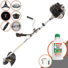 Roçadeira Multifuncional Kawashima KW43-LE À Gasolina 43cc 1,7HP 10.000rpm Com Carretel de Nylon + Faca 2 Pontas + Faca 3 Pontas + Faca 40 Dentes + Faca 80 Dentes + Escova de Aço Circular + ÓLEO STIHL