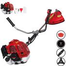 Roçadeira Multifuncional Kawashima KW52L À Gasolina 52cc Motor 2 Tempos 2,5HP de Potência 10.000rpm Roçadeira Lateral Completa Com Carretel Nylon + Lâmina 2 Pontas + Lâmina 3 Pontas + Lâmina Circular