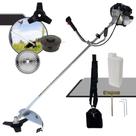 Roçadeira Multifuncional Toyama TBC43-H À Gasolina Motor 2 Tempos 43cc 1,7HP de Potência 12.000rpm Completa Com 3 Opções de Cortes Cabeçote de Nylon + Lâmina 3 Pontas + Lâmina 40 Dentes de Vídea