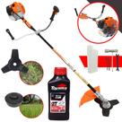 Roçadeira Multifuncional Vulcan VR520H À Gasolina 52cc 2,5HP de Alta Rotação e Performance Máquina de Corta Grama Lateral Com 2 Opções de Cortes Cabeçote de Nylon + Lâmina 3 Pontas + ÓLEO TOYAMA 2T