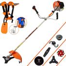 Roçadeira Multifuncional Vulcan VR620-H À Gasolina 2T 62cc 3HP Alta Rotação Completa Com Carretel de Nylon e Lâmina 3 Pontas + Kit Extra Lâmina Facão, Lâmina 6 Pontas, Lâmina 80 Dentes e Trimmer