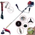 Roçadeira Multifunções À Gasolina Kawashima BCJ521L 2T 52cc 2,5HP Alta Rotação e Potência Com Carretel de Nylon e Lâmina Facão + Kit Extra Lâmina 3 Pontas, Lâmina 80 Dentes e Escova de Aço Circular