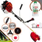 Roçadeira Multifunções Lateral À Gasolina Kawashima KW52L 52cc 2,5HP de Potência 10.000rpm Completa Com Carretel de Nylon e Faca 3 Pontas + 3 Lâminas EXTRA + Escova de Aço + ÓLEO STIHL 8017 2 TEMPOS