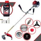 Roçadeira Podador de Grama Kawashima BCJ620-L À Gasolina 62cc 3HP 6 Em 1 Com Carretel e Lâmina Facão + EXTRA Faca 3 Pontas, Faca 40 Dentes, Faca 80 Dentes, Escova de Aço 24 Cerdas + ÓLEO TOYAMA 2T