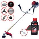 Roçadeira Profissional À Gasolina Kawashima BCJ431L 43cc 1,7HP Com 6 Opções de Cortes, Carretel + Faca 2 Pontas + Faca 3 Pontas + Faca 40 Dentes Vídea + Faca 80 Dentes + Escova de Aço + ÓLEO TOYAMA 2T