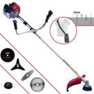 Roçadeira Profissional À Gasolina Kawashima BCJ431L 43cc 2T 1,7HP 10.000rpm Completa Com 5 Opções de Cortes Com Carretel de Nylon + Lâmina Facão + Lâmina 3 Pontas + Lâmina 40 Dentes + Lâmina 80 Dentes
